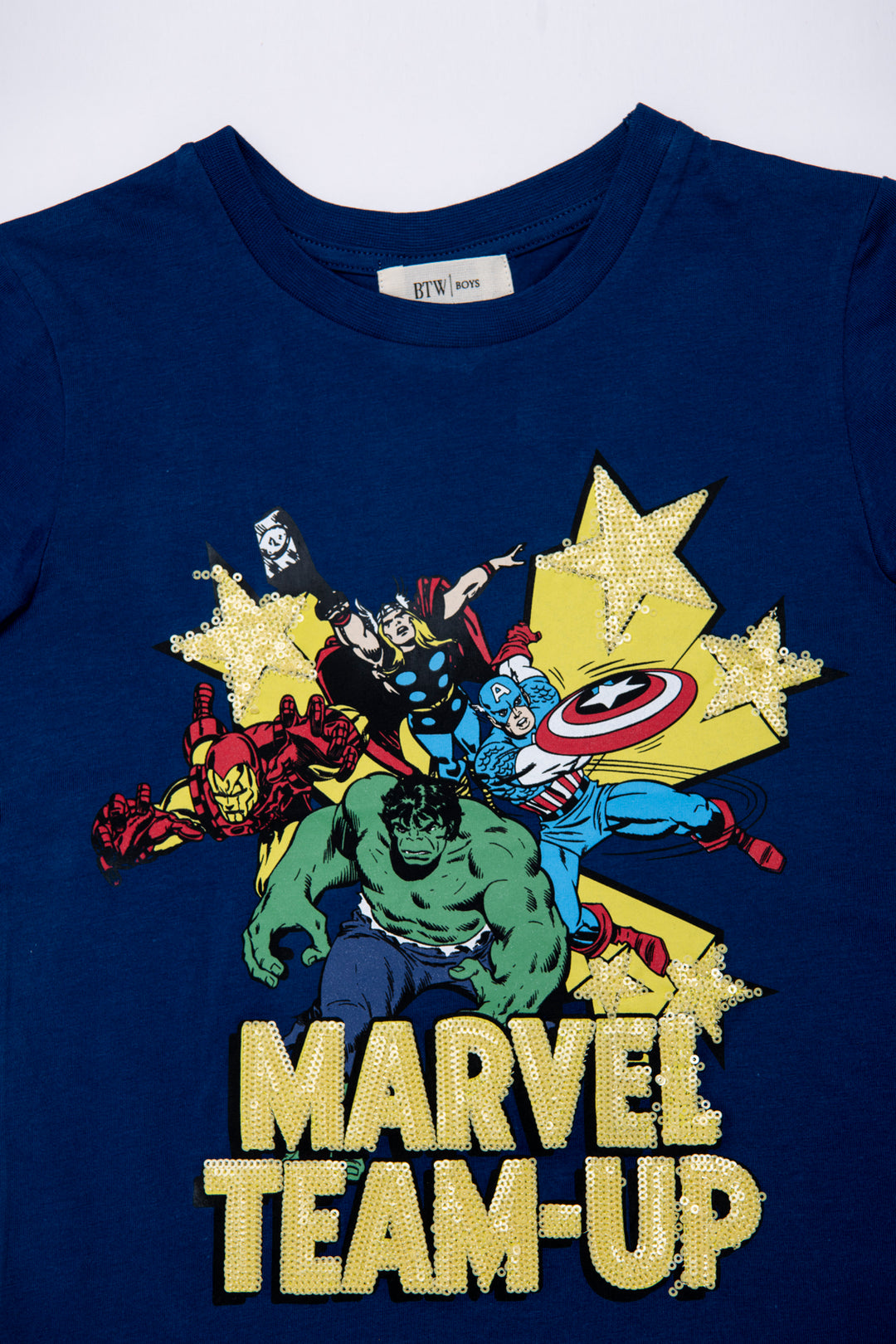 PRINTED MARVEL GRAPHIC & SEQUIN T-SHIRT