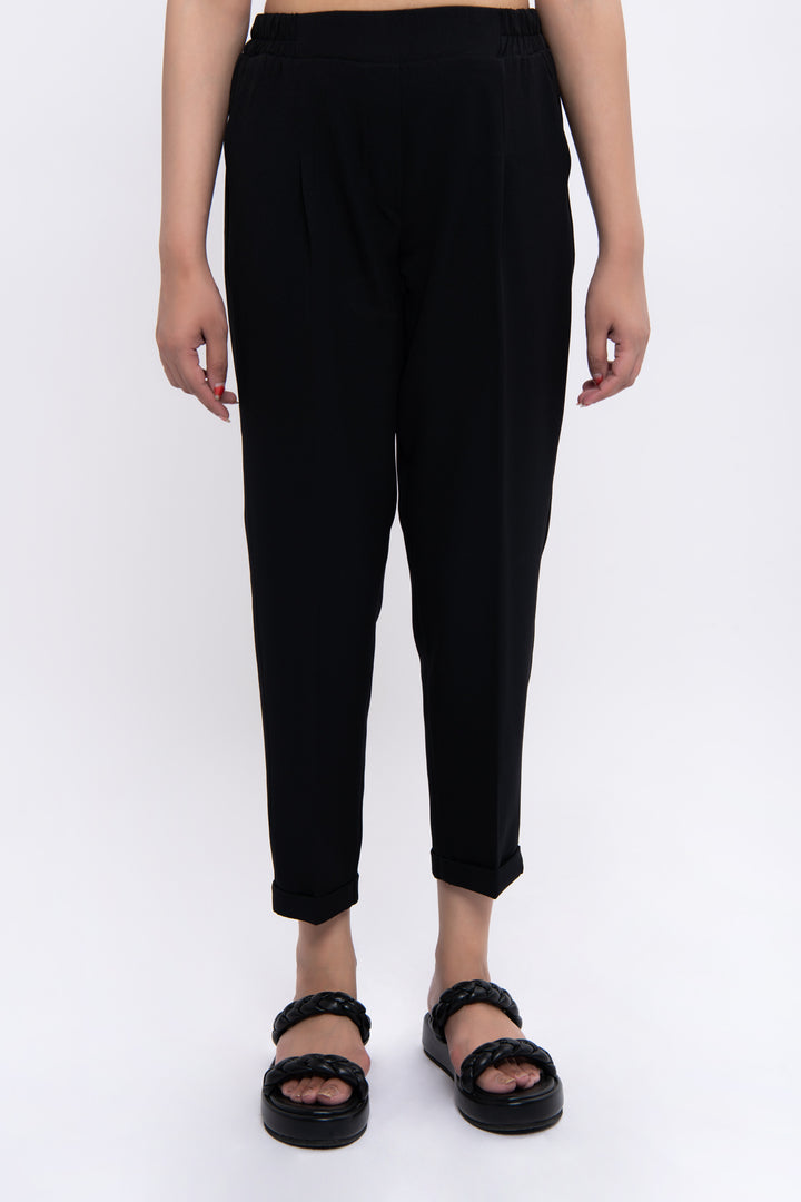 STRAIGHT FIT DARTED TROUSERS