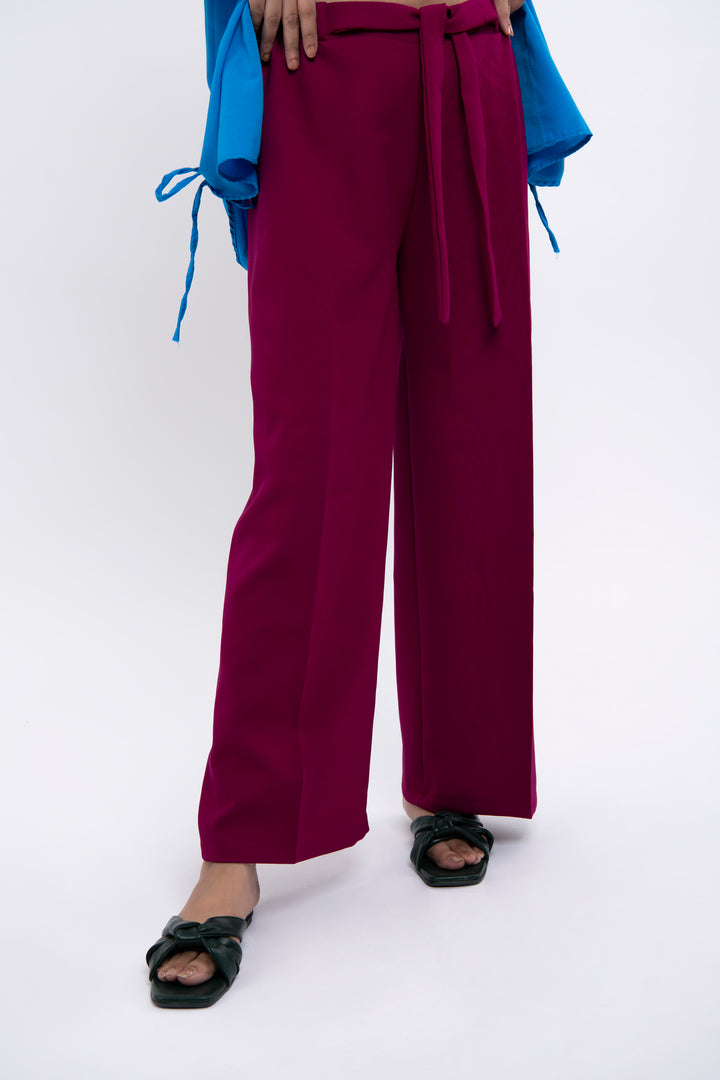 WIDE LEG BELTED TROUSERS