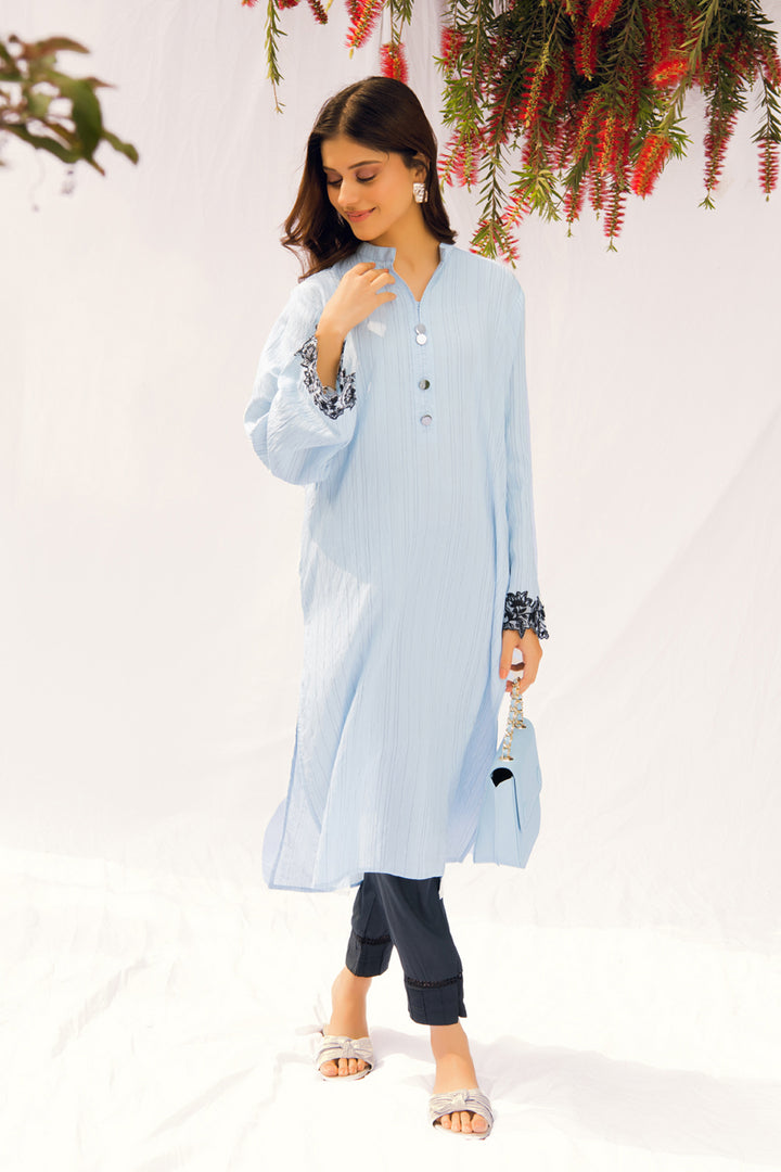 STRAIGHT KURTA WITH EMBROIDERED SLEEVES