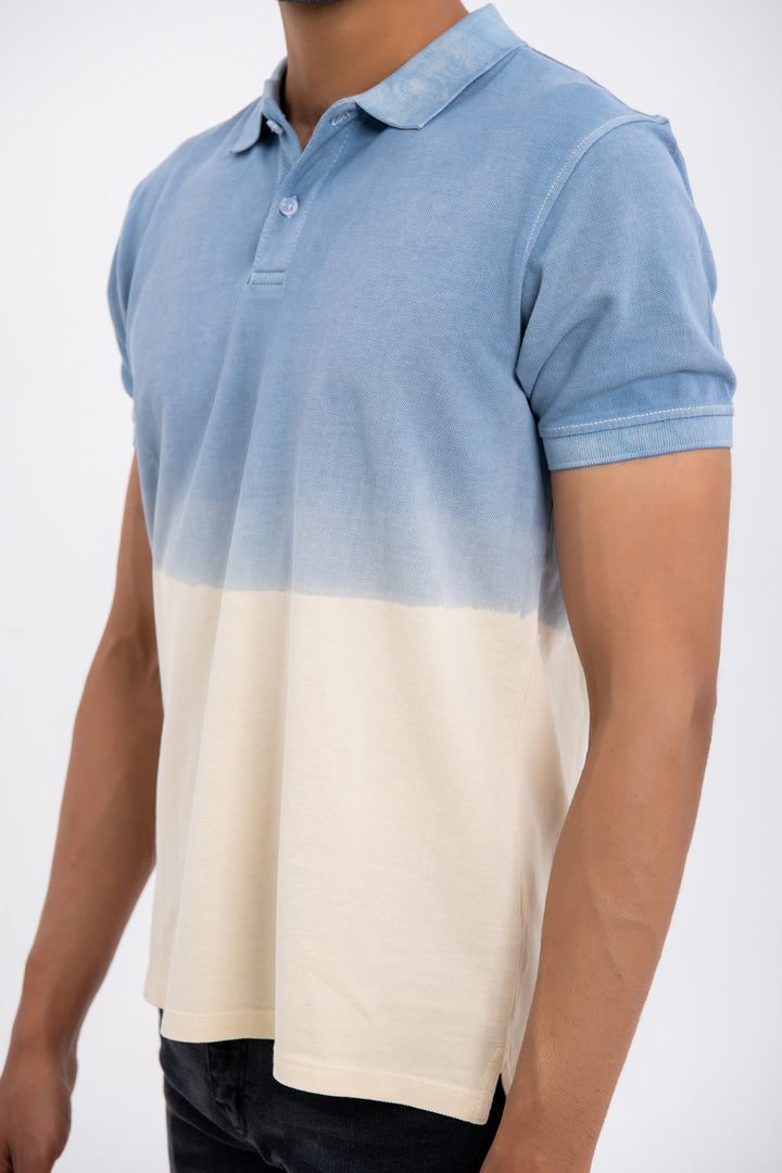 CONTRAST DIP DYED POLO SHIRT