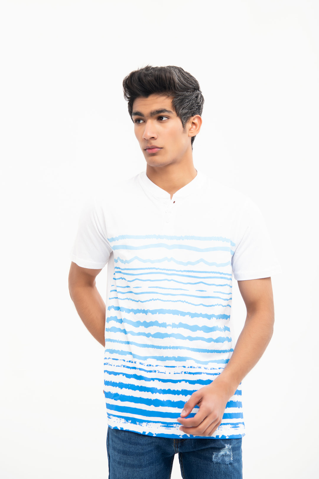REGULAR FIT PRINTED HENELY T-SHIRT