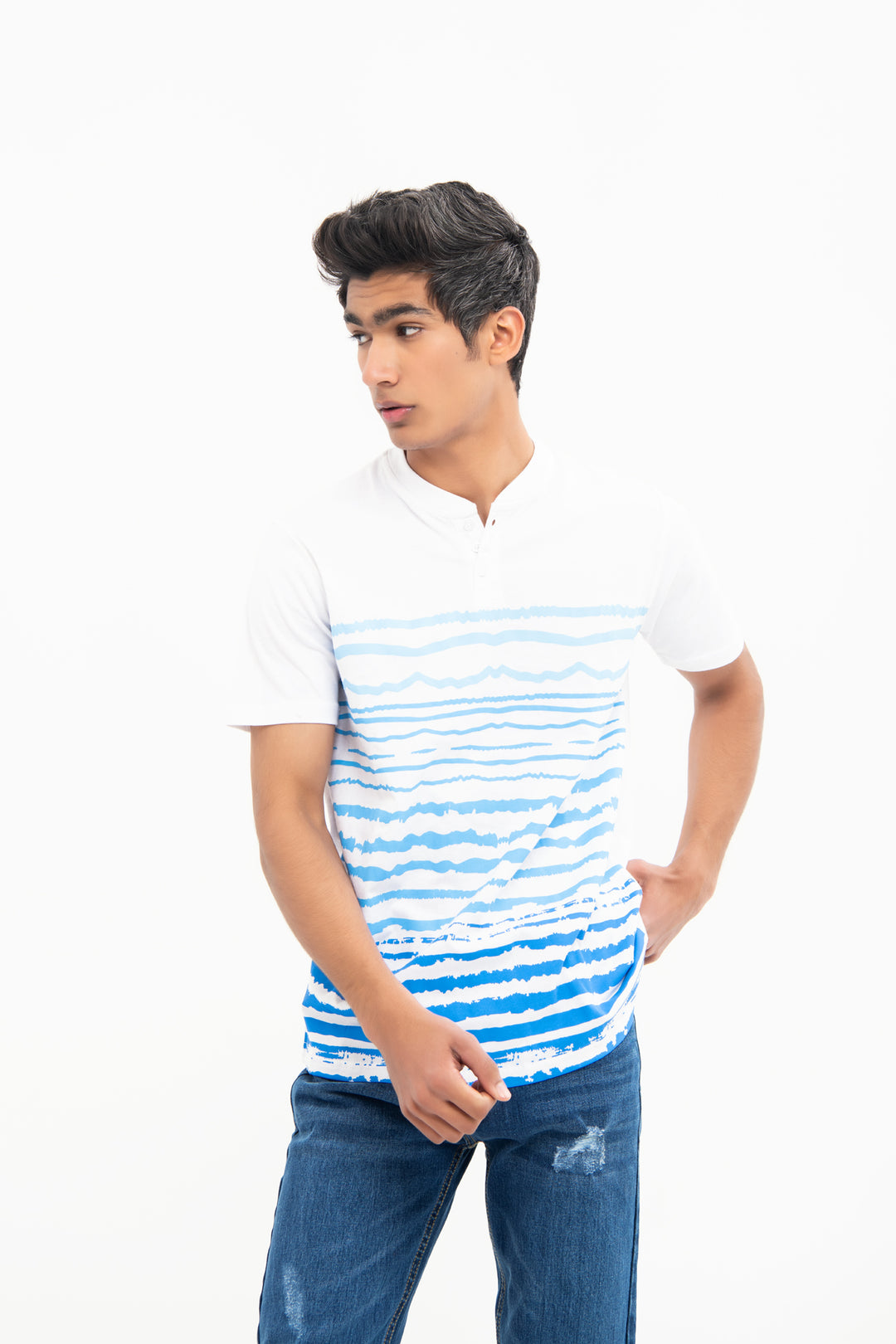 REGULAR FIT PRINTED HENELY T-SHIRT
