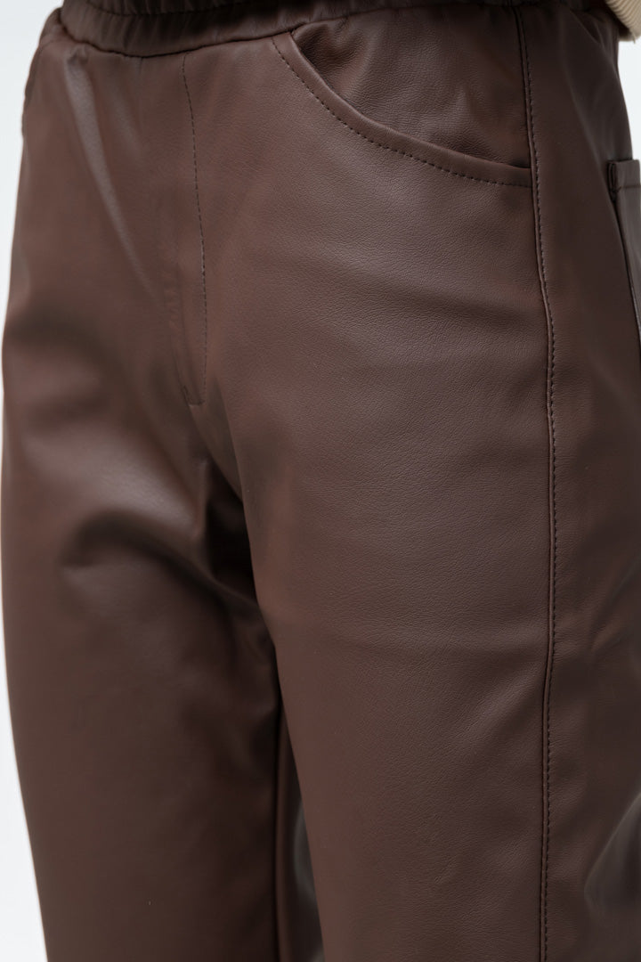 LEATHER PANTS BROWN